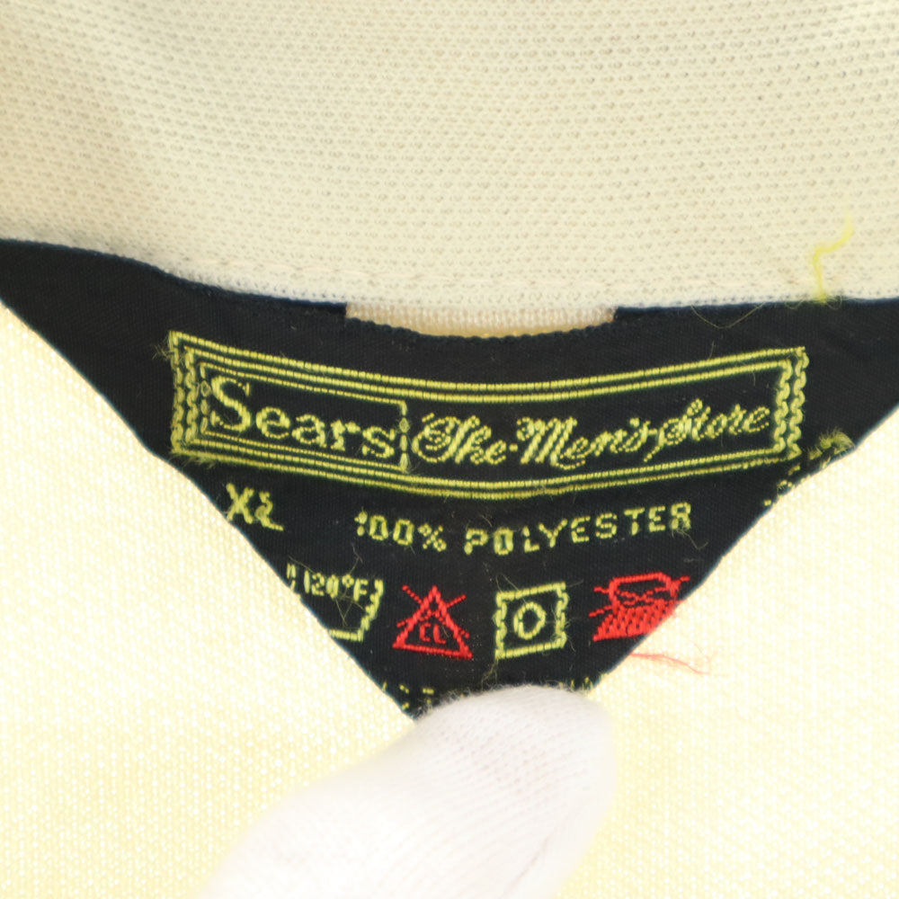 シアーズ 70s ヴィンテージ チェック柄 半袖 ポロシャツ XL ベージュ系 Sears メンズ