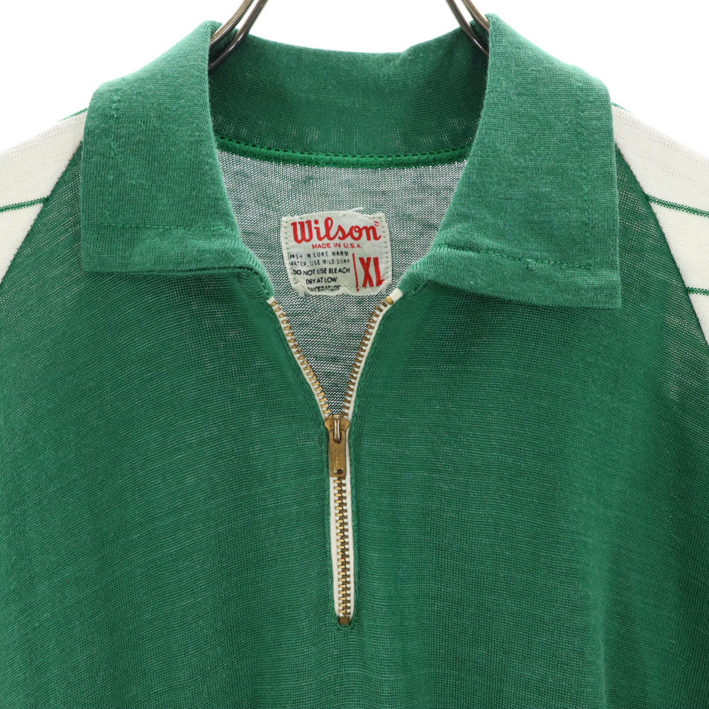 wilson ウィルソン 50s 60s USA製 ヴィンテージ 半袖 ハーフジップ ミニワンピース XL グリーン チュニック レディース