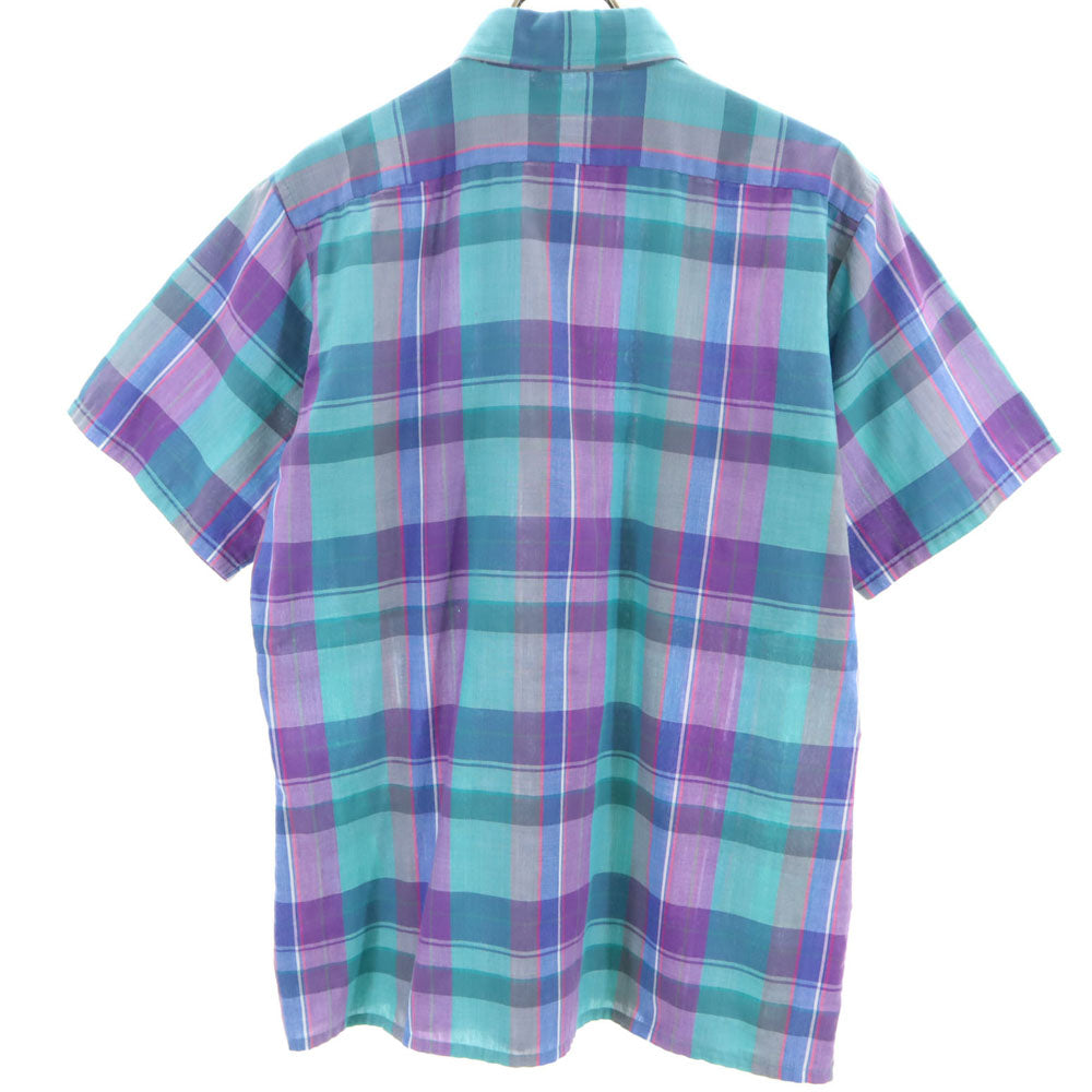 エディションバイヴァンヒューゼン 80s ヴィンテージ 半袖 チェックシャツ M パープル 他 EDITION by VAN HEUSEN メンズ