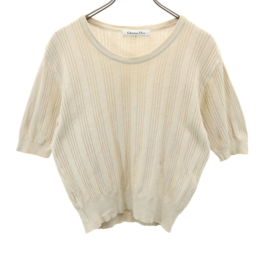 Christian Dior クリスチャンディオール 90s オールド 5分袖 セーター M ベージュ ニット レディース