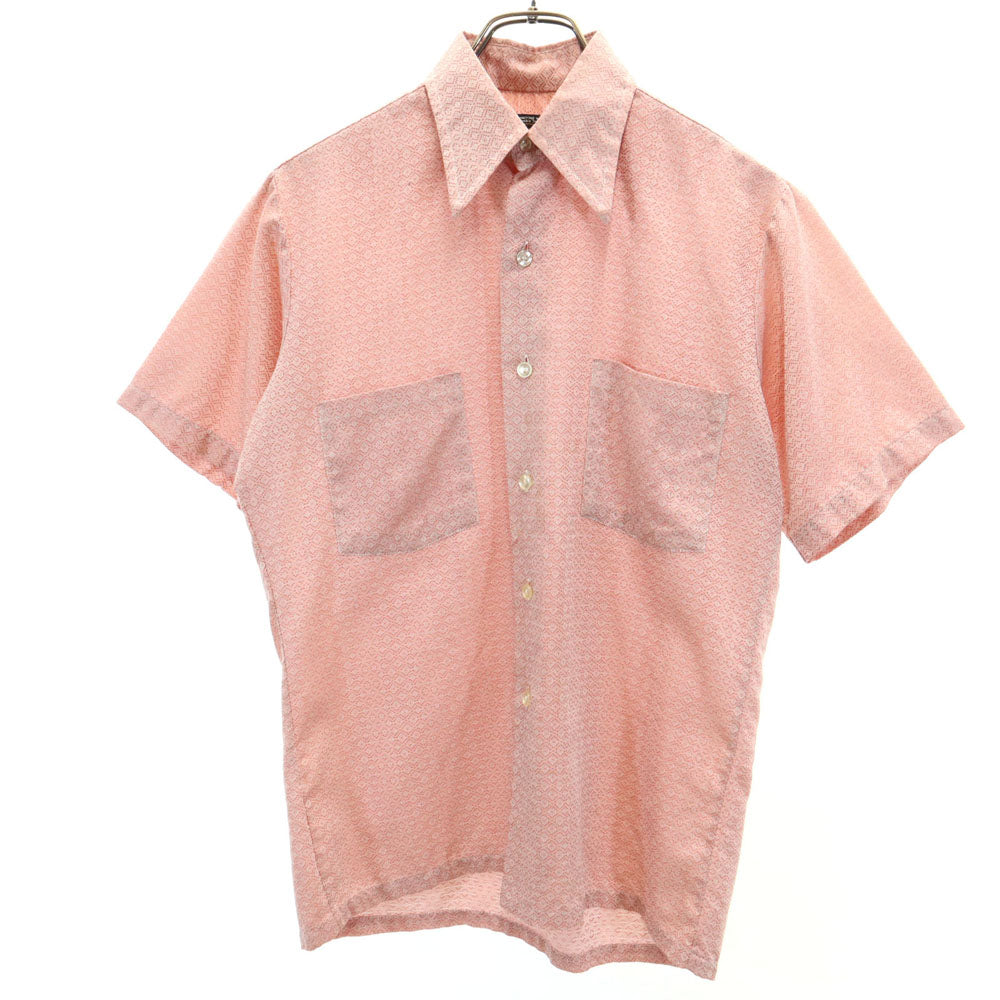 タウンクラフト 70s ヴィンテージ 総柄 半袖 シャツ S オレンジ系 TOWNCRAFT PENN-PREST メンズ