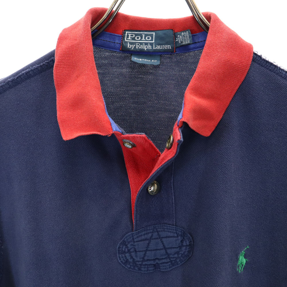 ポロバイラルフローレン 半袖 ポロシャツ L ネイビー系 Polo by Ralph Lauren 鹿の子地 メンズ