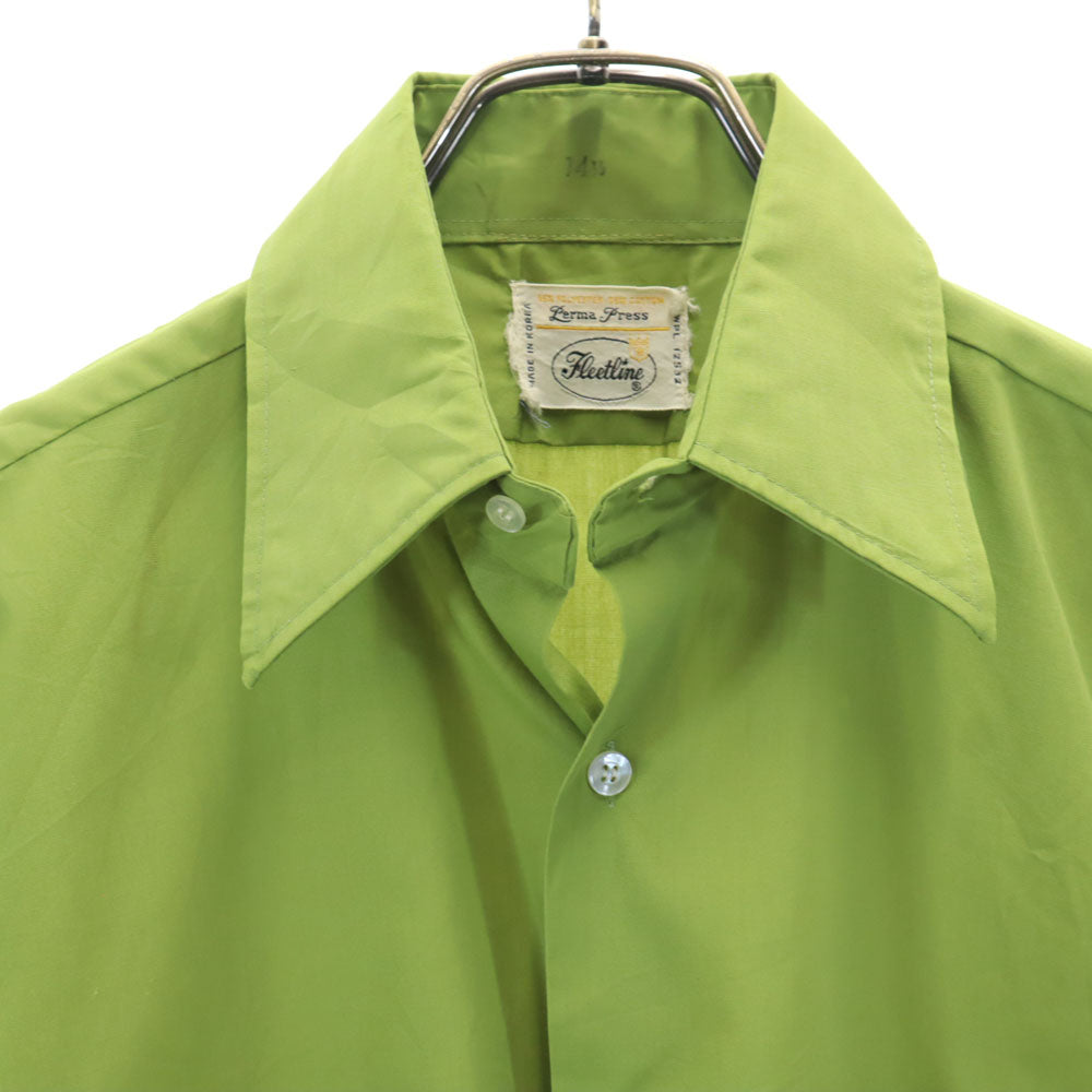 fleetline 70s 韓国製 ヴィンテージ 半袖 シャツ 141/2 グリーン メンズ