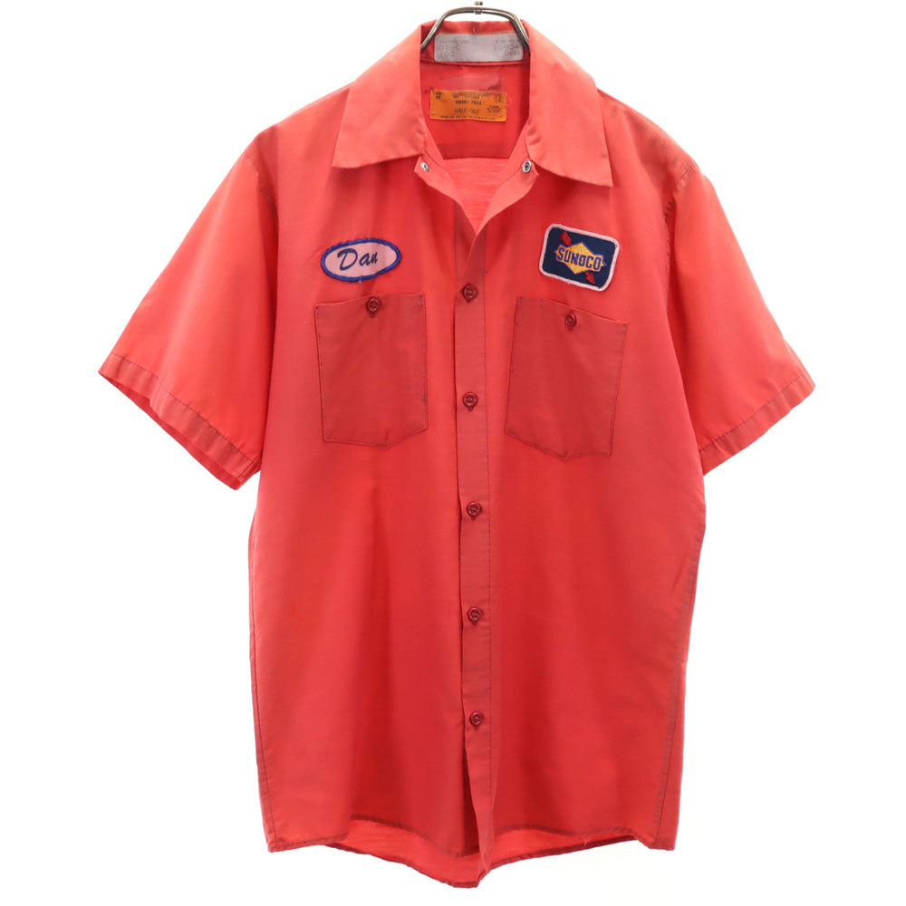 UNIVERSAL OVERALL ユニバーサルオーバーオール 半袖 ワークシャツ M 赤系 メンズ