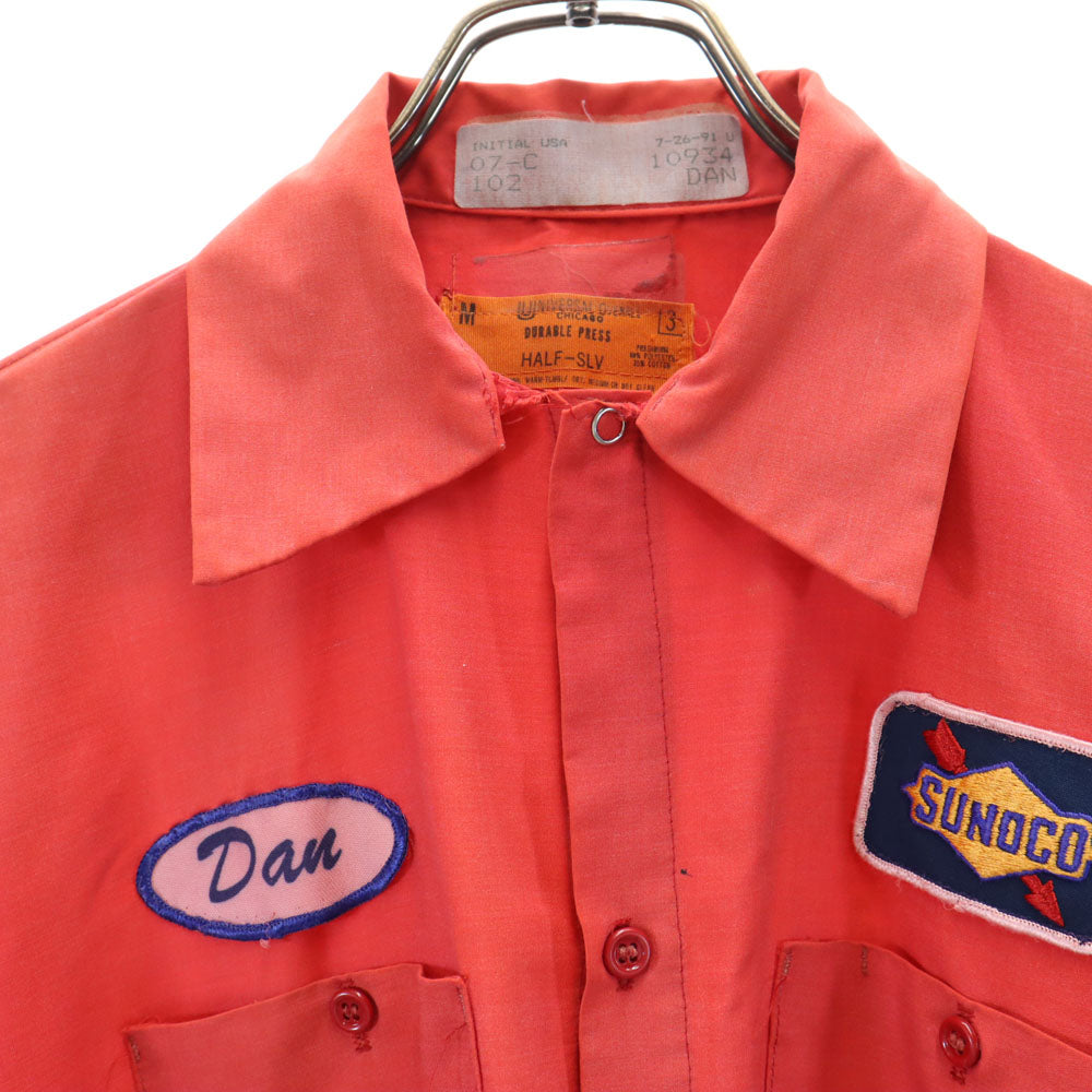 UNIVERSAL OVERALL ユニバーサルオーバーオール 半袖 ワークシャツ M 赤系 メンズ