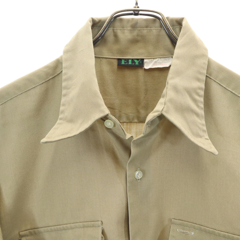ELY エリー 80s 70s ヴィンテージ 長袖 シャツ 18XM ベージュ メンズ