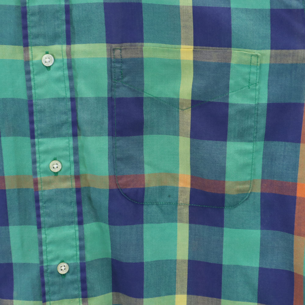 Saddlebred 80s ヴィンテージ チェック柄 半袖 ボタンダウンシャツ M グリーン系 メンズ