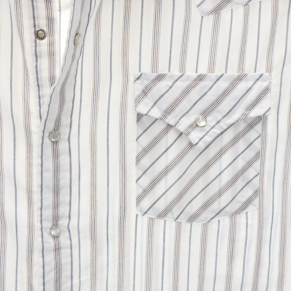 ELY CATTLEMAN エリーキャトルマン 70s 80s ヴィンテージ ストライプ柄 半袖 ウエスタンシャツ 2XL 白系 ビックサイズ メンズ