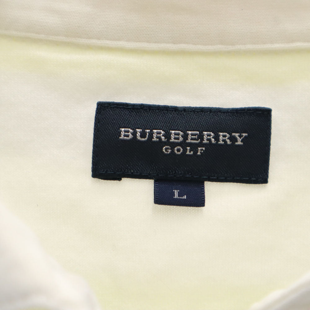 BURBERRY バーバリー 三陽商会 日本製 ボーダー柄 ゴルフ 7分袖 ポロシャツ L ホワイト GOLF レディース