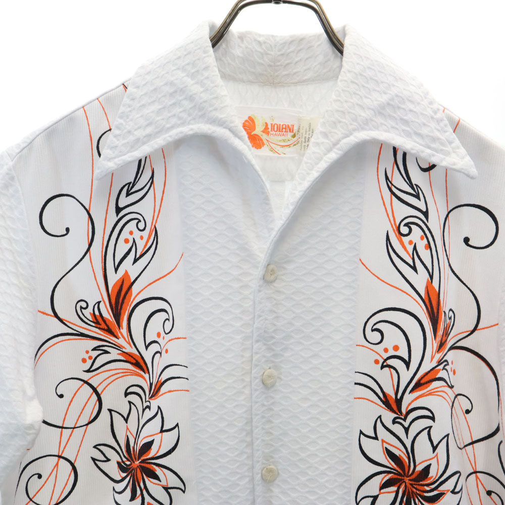 イオラニ 70s 80s ヴィンテージ 半袖 オープンカラーシャツ M ホワイト IOLANI メンズ