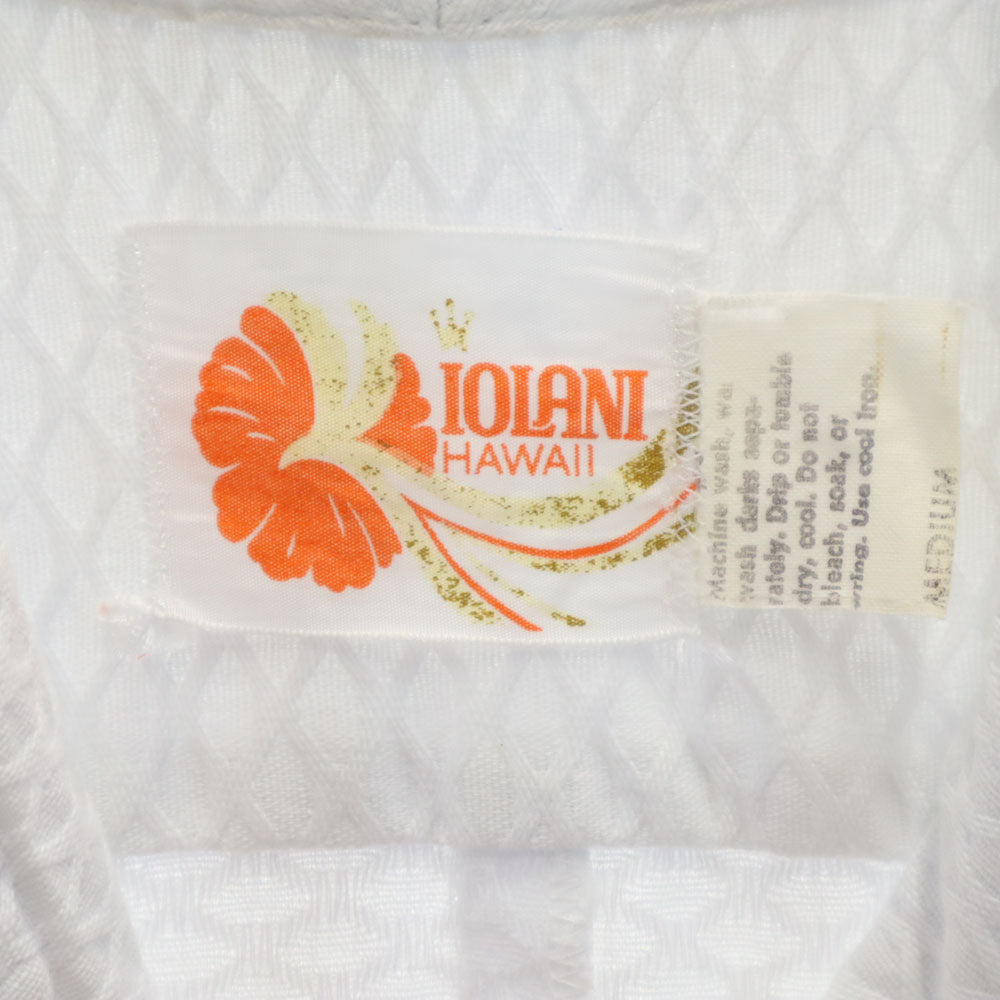 イオラニ 70s 80s ヴィンテージ 半袖 オープンカラーシャツ M ホワイト IOLANI メンズ