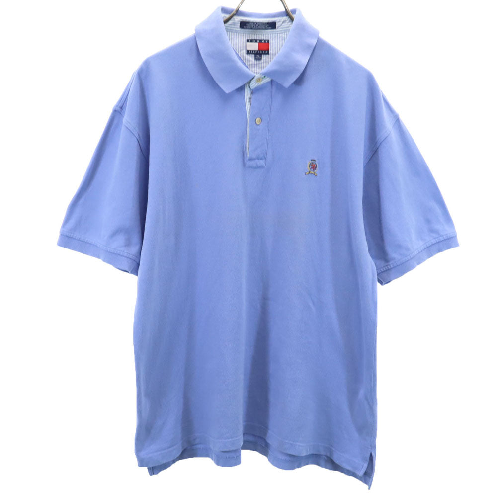 TOMMY HILFIGER トミーヒルフィガー 90s オールド フラッグタグ 半袖 ポロシャツ XL パープル系 鹿の子 メンズ