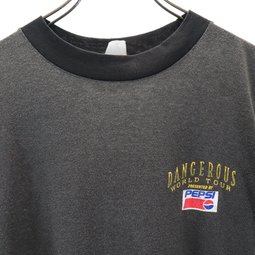 OLD オールド 90s ペプシ マイケルジャクソン ワールドツアー バンT バックプリント 半袖 Tシャツ チャコールグレー PEPSI メンズ
