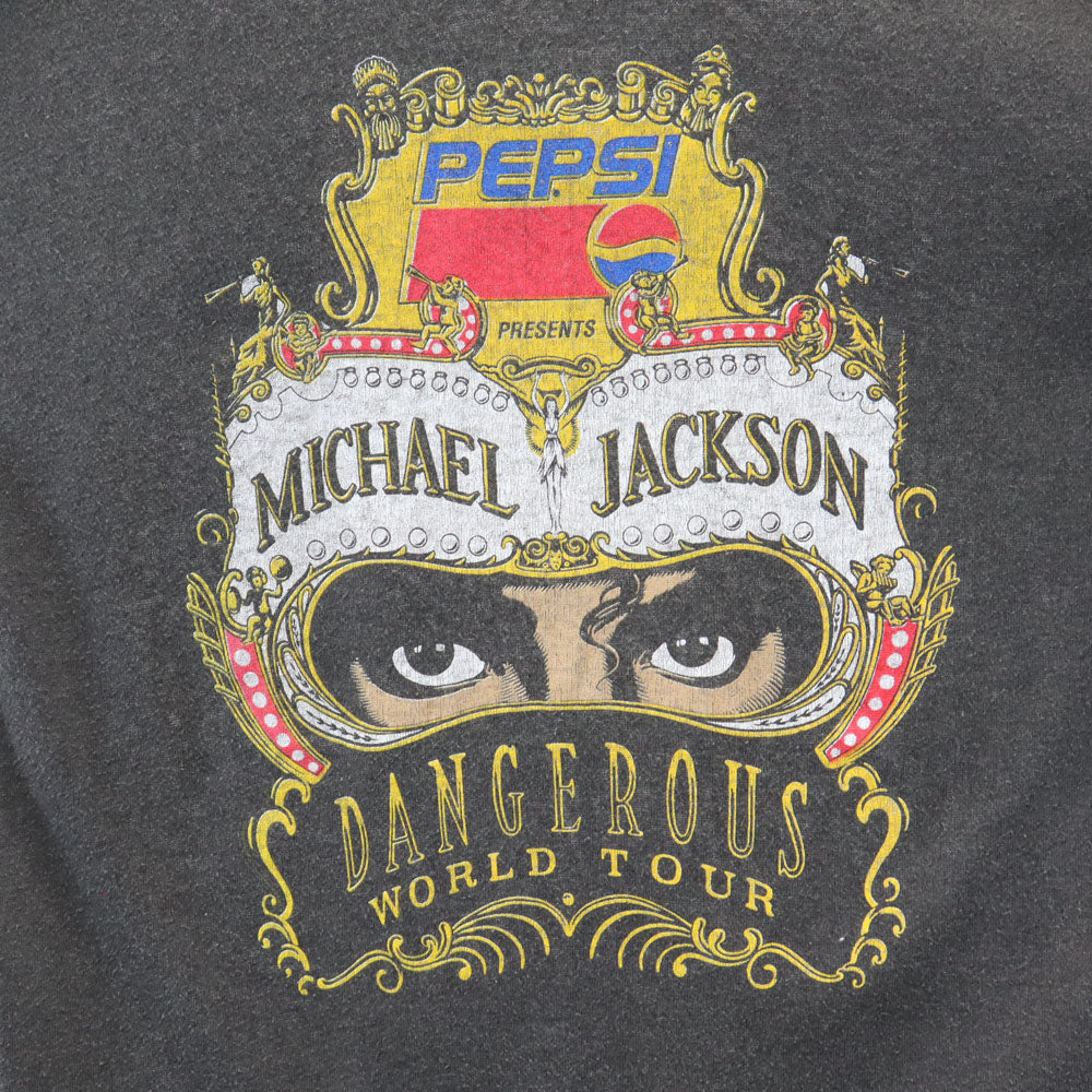 OLD オールド 90s ペプシ マイケルジャクソン ワールドツアー バンT バックプリント 半袖 Tシャツ チャコールグレー PEPSI メンズ