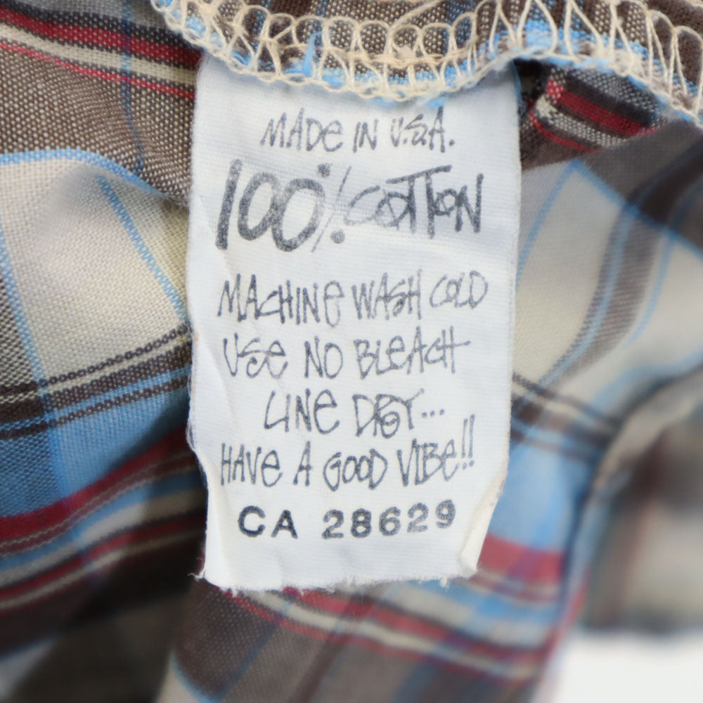 ステューシー 90s USA製 オールド 紺タグ チェック柄 半袖 ボタンダウンシャツ XL STUSSY メンズ
