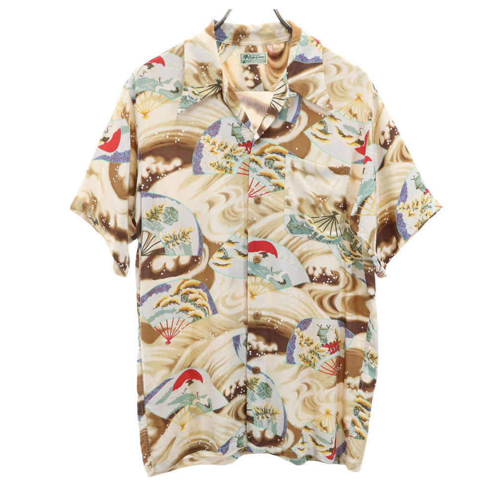 サンサーフ 東洋エンタープライズ 総柄 半袖 アロハシャツ M ベージュ系 SUN SURF 開襟 オープンカラー メンズ