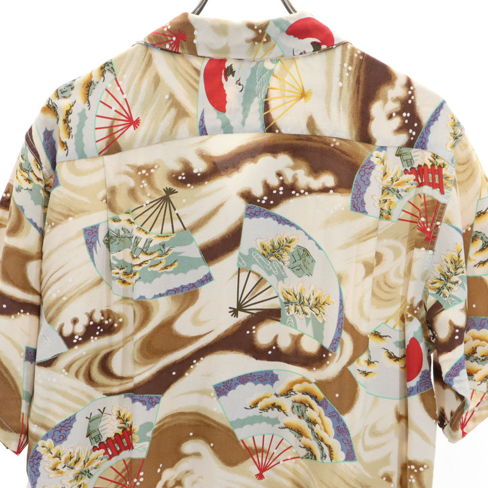 サンサーフ 東洋エンタープライズ 総柄 半袖 アロハシャツ M ベージュ系 SUN SURF 開襟 オープンカラー メンズ