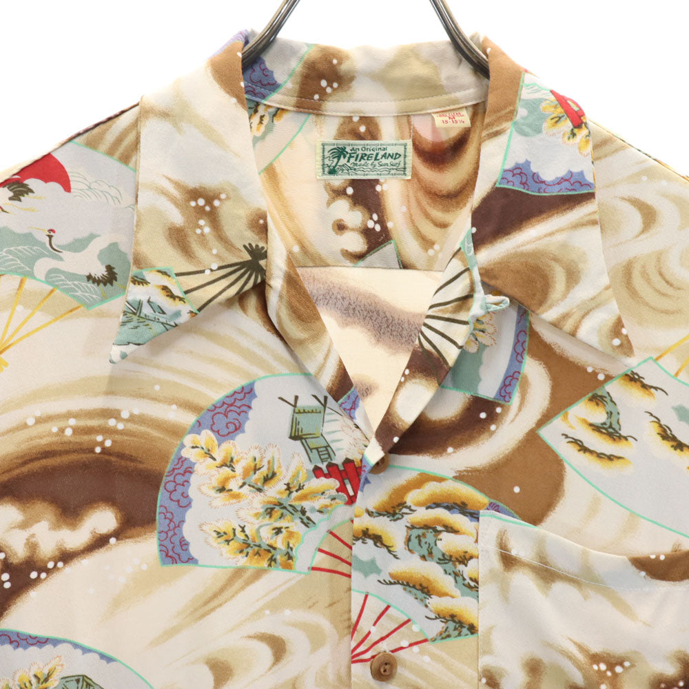 サンサーフ 東洋エンタープライズ 総柄 半袖 アロハシャツ M ベージュ系 SUN SURF 開襟 オープンカラー メンズ