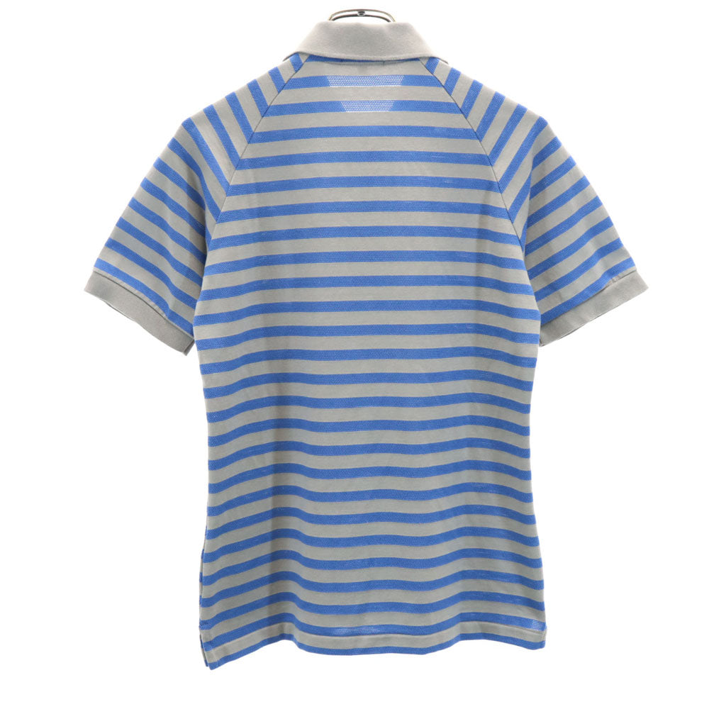 PEARLY GATES パーリーゲイツ 日本製 ボーダー柄 ゴルフ 半袖 ポロシャツ 2 グレー×ブルー レディース