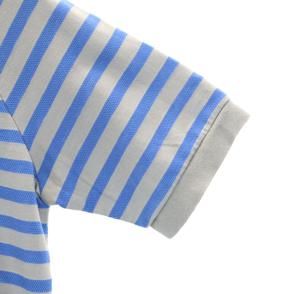 PEARLY GATES パーリーゲイツ 日本製 ボーダー柄 ゴルフ 半袖 ポロシャツ 2 グレー×ブルー レディース