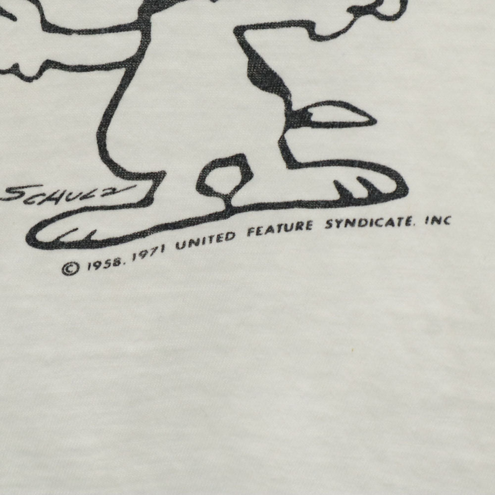 Champion チャンピオン 70s USA製 バータグ スヌーピー カレッジ リンガー 半袖 Tシャツ M 白系 メンズ