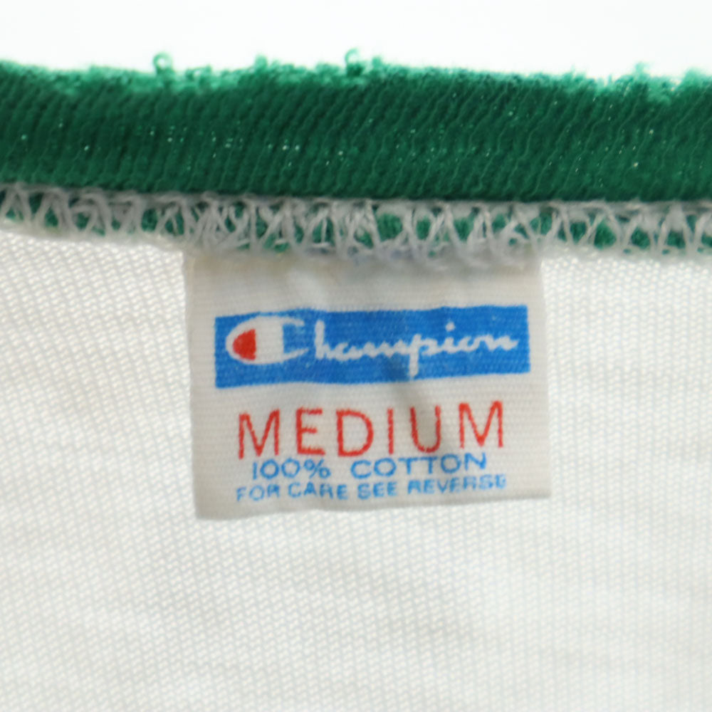 Champion チャンピオン 70s USA製 バータグ スヌーピー カレッジ リンガー 半袖 Tシャツ M 白系 メンズ