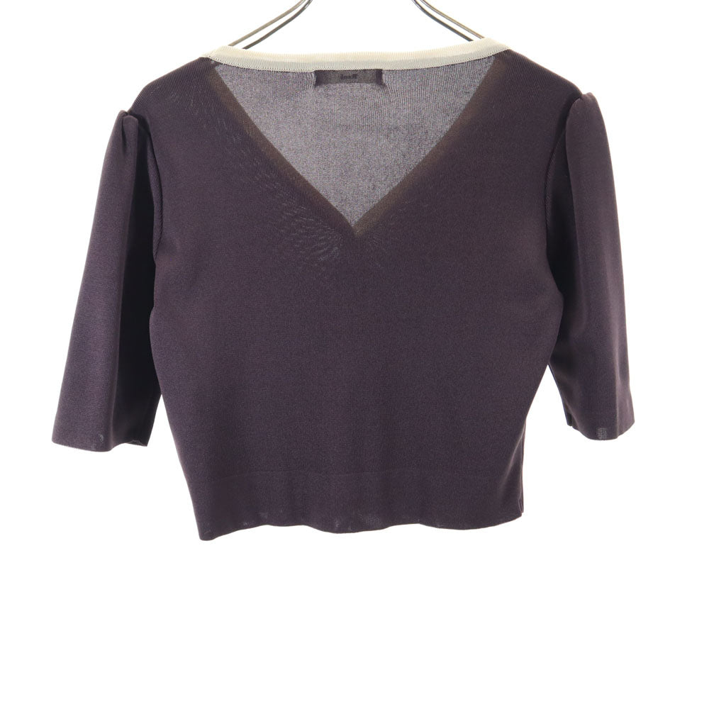 Rene ルネ 日本製 5分袖 ニット カーディガン 38 ブラウン レディース