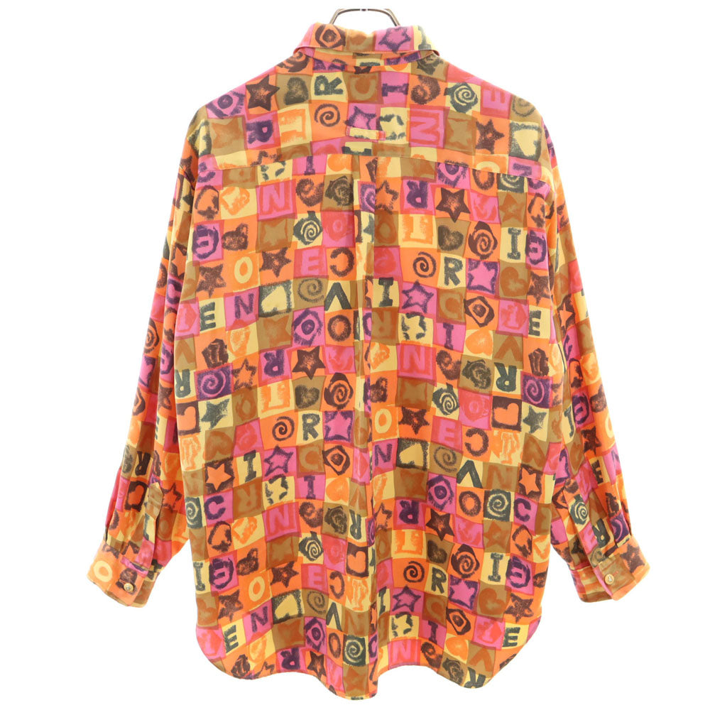 Enrico Coveri エンリココベリ 総柄 長袖 シャツ M オレンジ系 メンズ