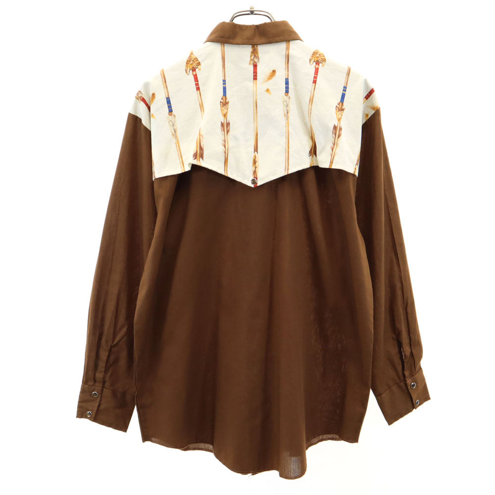 H BAR C エイチバーシー 70s USA製 ヴィンテージ 長袖 ウエスタンシャツ M ブラウン系 メンズ