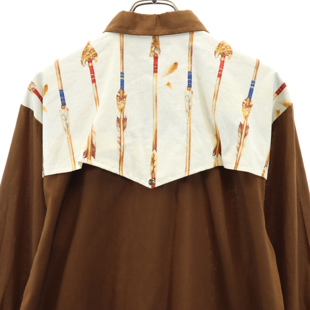 H BAR C エイチバーシー 70s USA製 ヴィンテージ 長袖 ウエスタンシャツ M ブラウン系 メンズ