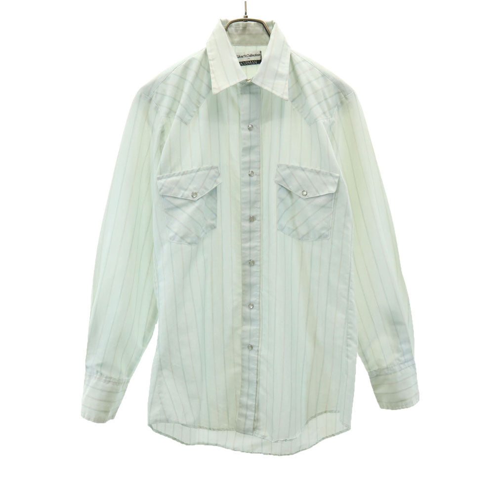 Silver Collection by KARMAN 70s ヴィンテージ ストライプ柄 長袖 ウエスタンシャツ ブルー系 メンズ