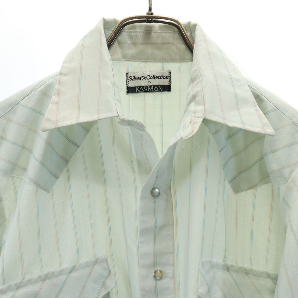 Silver Collection by KARMAN 70s ヴィンテージ ストライプ柄 長袖 ウエスタンシャツ ブルー系 メンズ