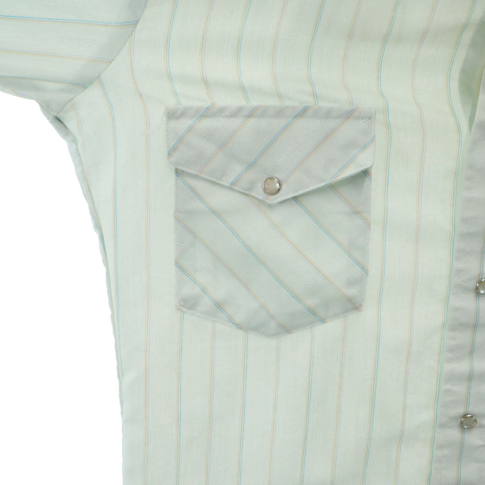 Silver Collection by KARMAN 70s ヴィンテージ ストライプ柄 長袖 ウエスタンシャツ ブルー系 メンズ