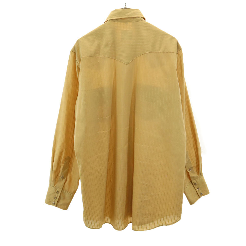MILLER ミラー 70s USA製 ヴィンテージ ストライプ地 長袖 ウエスタンシャツ 17-35 イエロー系 メンズ
