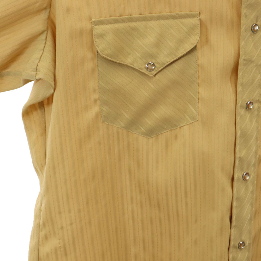 MILLER ミラー 70s USA製 ヴィンテージ ストライプ地 長袖 ウエスタンシャツ 17-35 イエロー系 メンズ