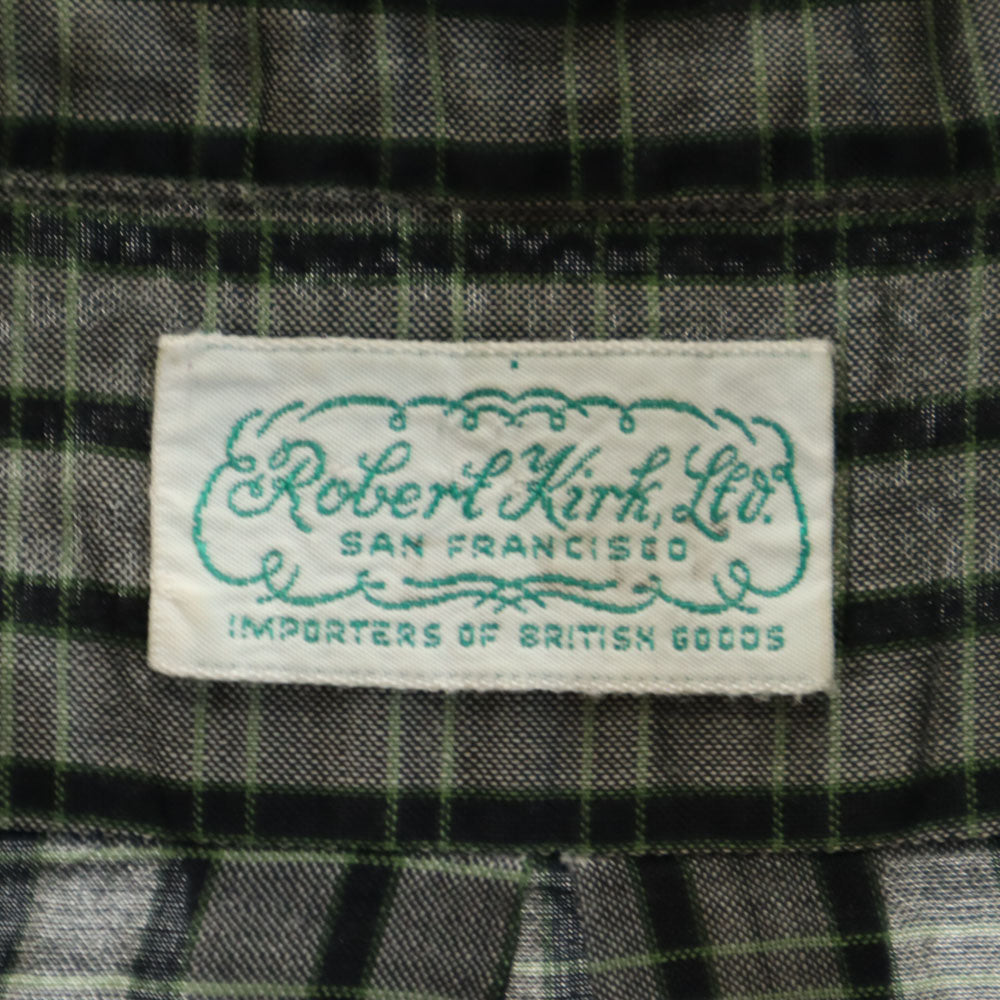 Robert Kirk Ltd 60s ヴィンテージ チェック柄 半袖 ボタンダウン ポロシャツ M グレー メンズ