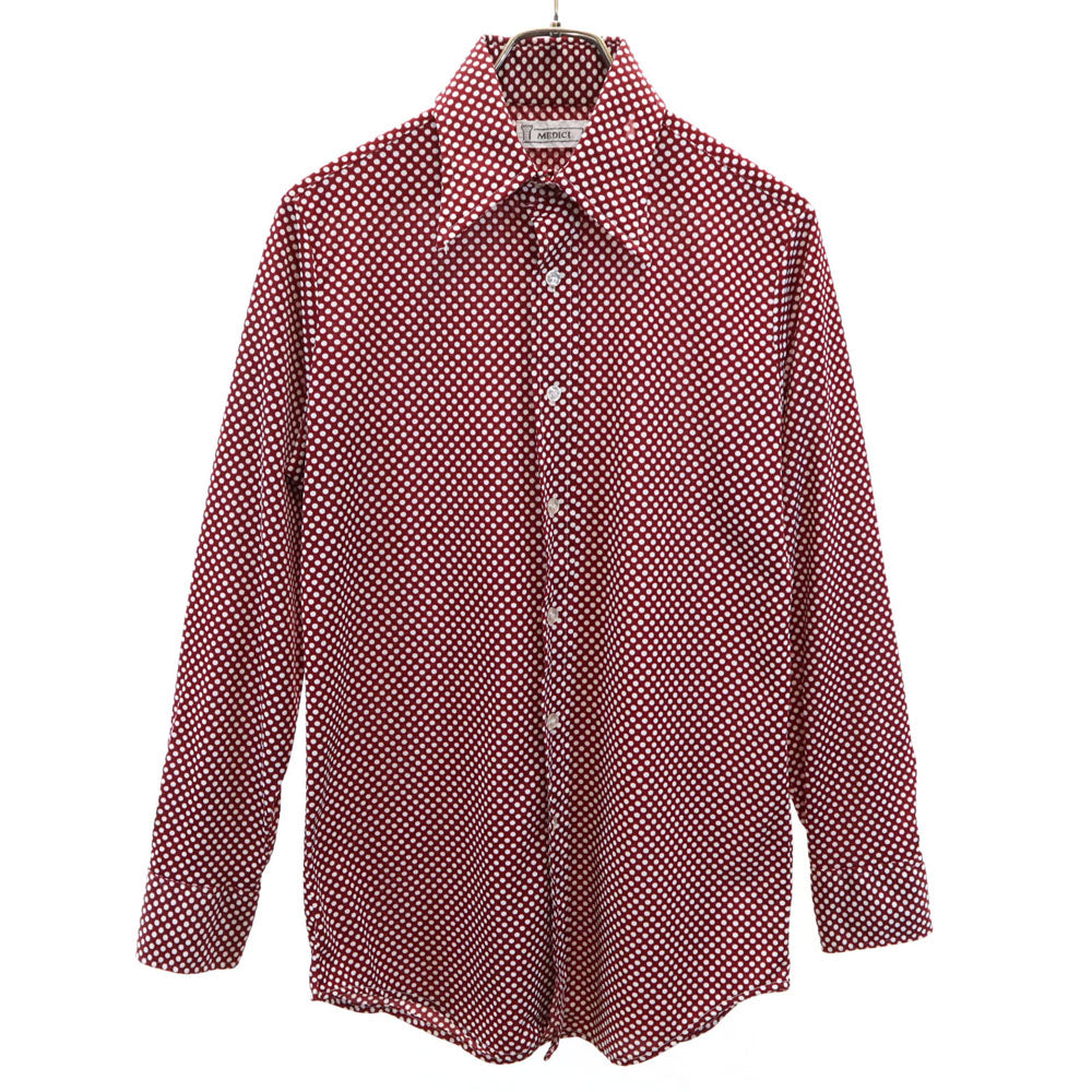 MEDICI 70s ヴィンテージ ドット柄 長袖 シャツ 15-32 レッド系 水玉 メンズ