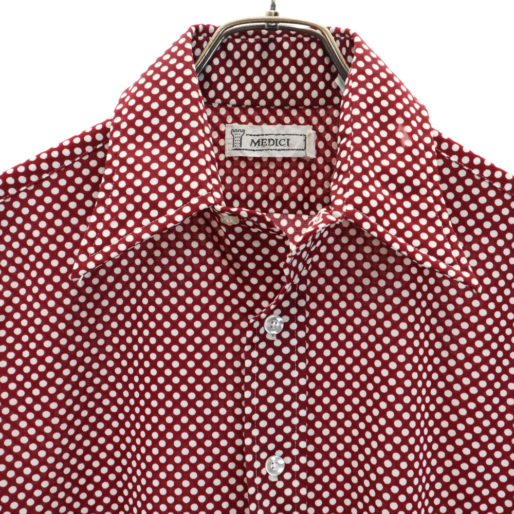 MEDICI 70s ヴィンテージ ドット柄 長袖 シャツ 15-32 レッド系 水玉 メンズ