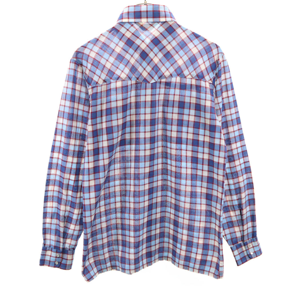 リーバイスパナテラ 70s 80s ヴィンテージ チェック柄 長袖 ウエスタンシャツ M ブルー系 LEVI'S PANATELA メンズ