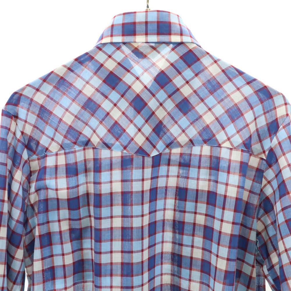 リーバイスパナテラ 70s 80s ヴィンテージ チェック柄 長袖 ウエスタンシャツ M ブルー系 LEVI'S PANATELA メンズ