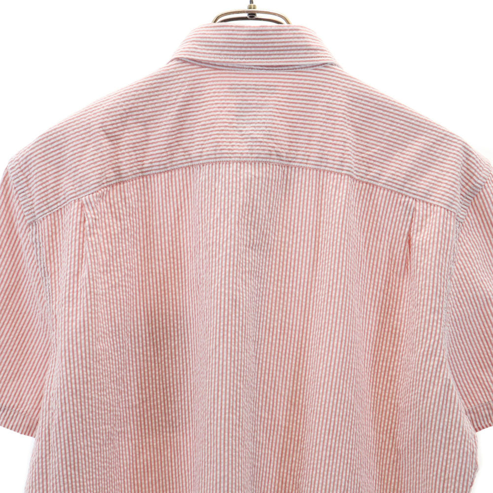 ギャップ ストライプ 半袖 シアサッカー ボタンダウンシャツ L ピンク系 GAP メンズ