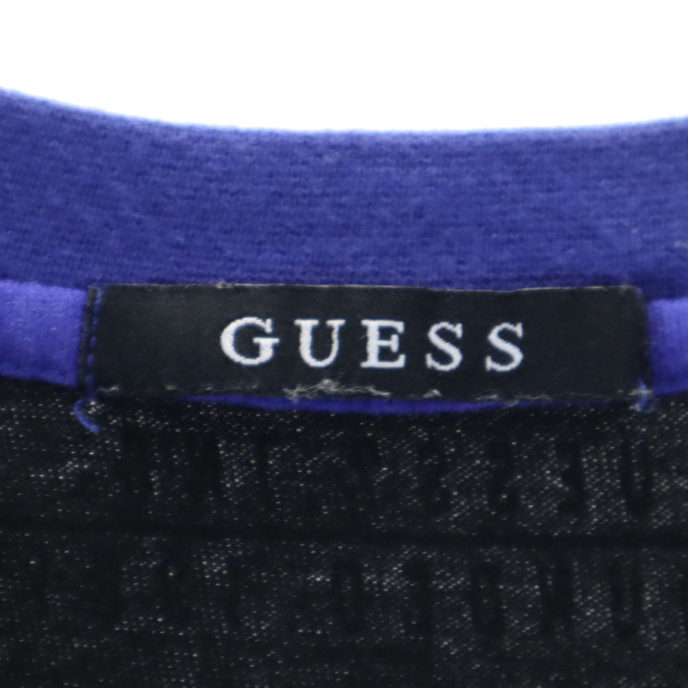 ゲス ボーダー柄 プリント 半袖 Tシャツ M ブルー×ブラック Guess メンズ