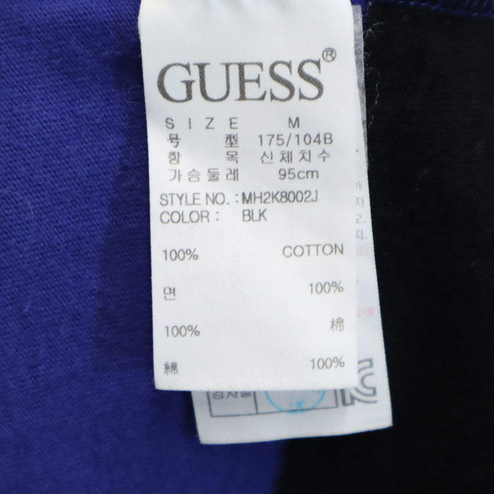 ゲス ボーダー柄 プリント 半袖 Tシャツ M ブルー×ブラック Guess メンズ