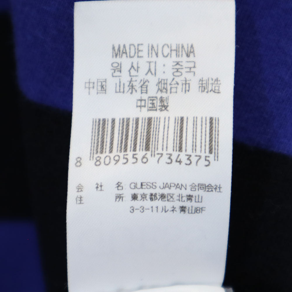 ゲス ボーダー柄 プリント 半袖 Tシャツ M ブルー×ブラック Guess メンズ