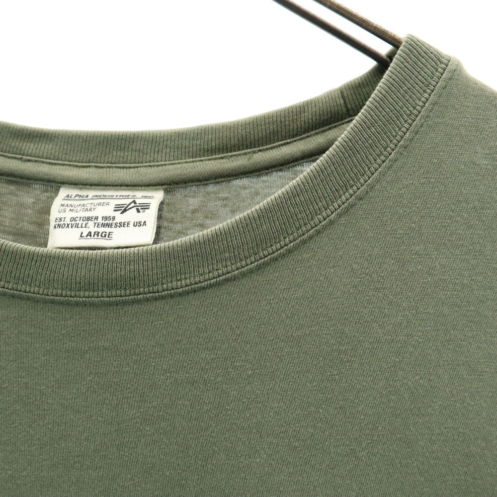 ALPHA INDUSTRIES INC アルファインダストリーズ プリント 半袖 Tシャツ L カーキ メンズ