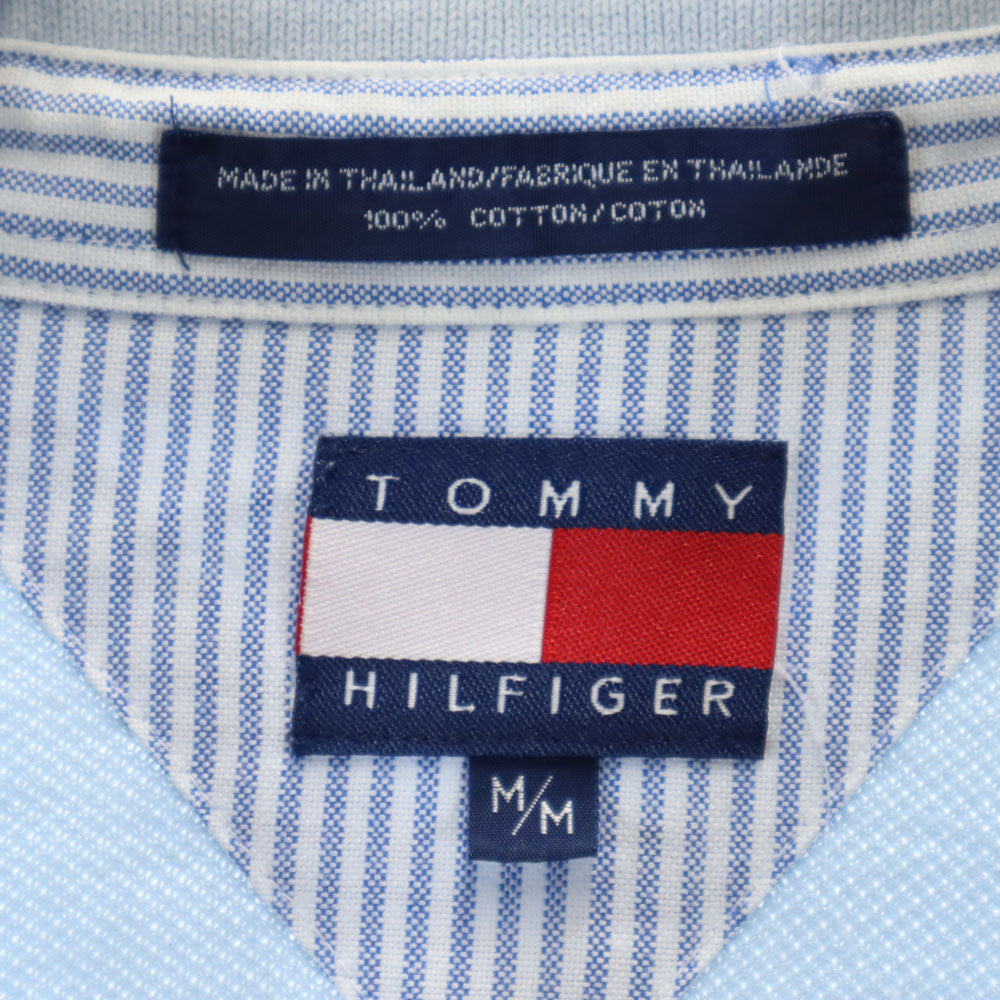 TOMMY HILFIGER トミーヒルフィガー 90s オールド フラッグタグ 半袖 ポロシャツ M 水色 鹿の子地 メンズ