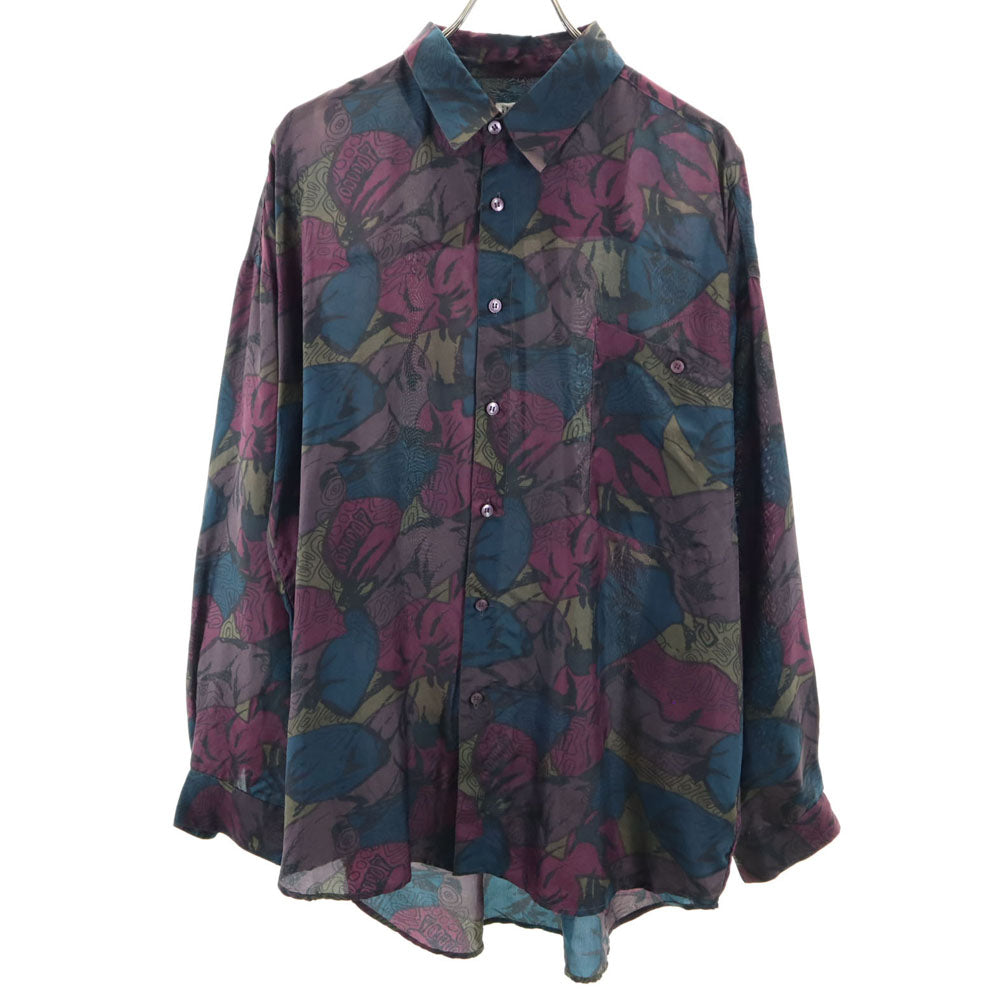 CITY STREETS 90s シルク オールド 総柄 長袖 シャツ L CITY STREETS メンズ