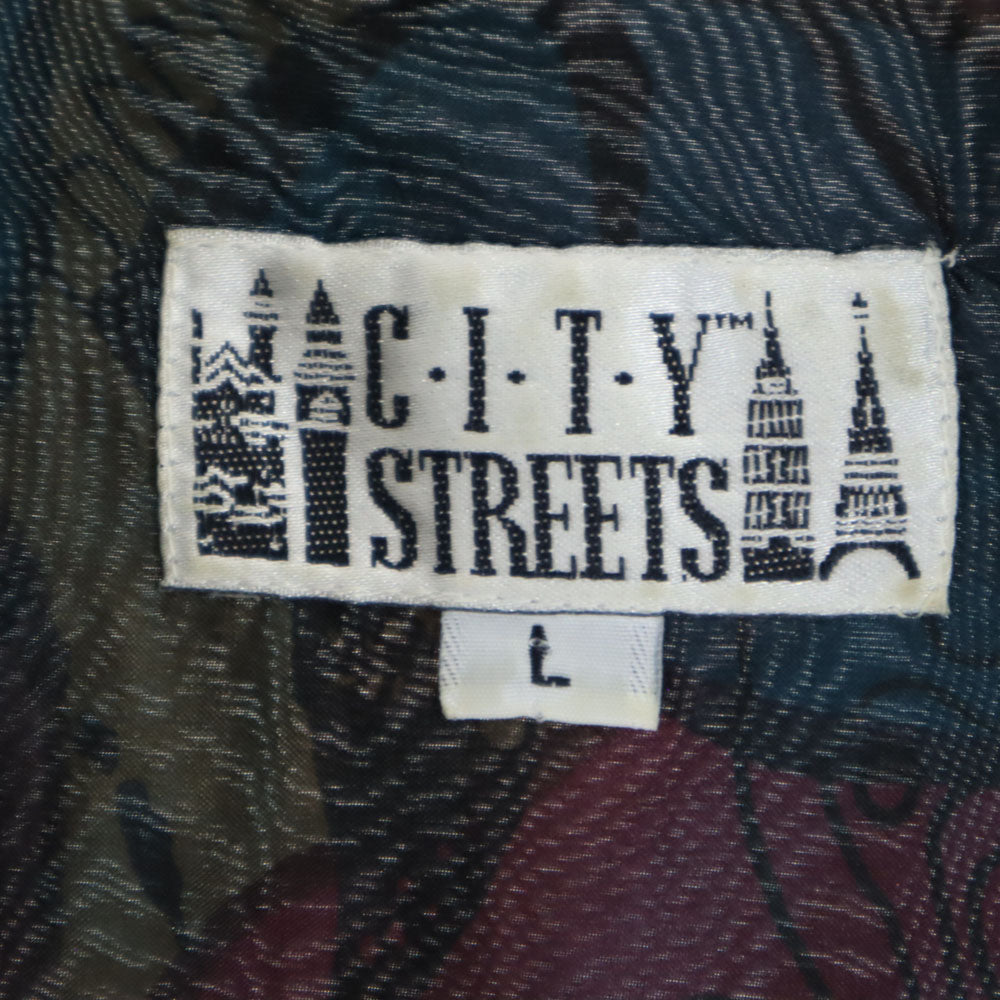 CITY STREETS 90s シルク オールド 総柄 長袖 シャツ L CITY STREETS メンズ