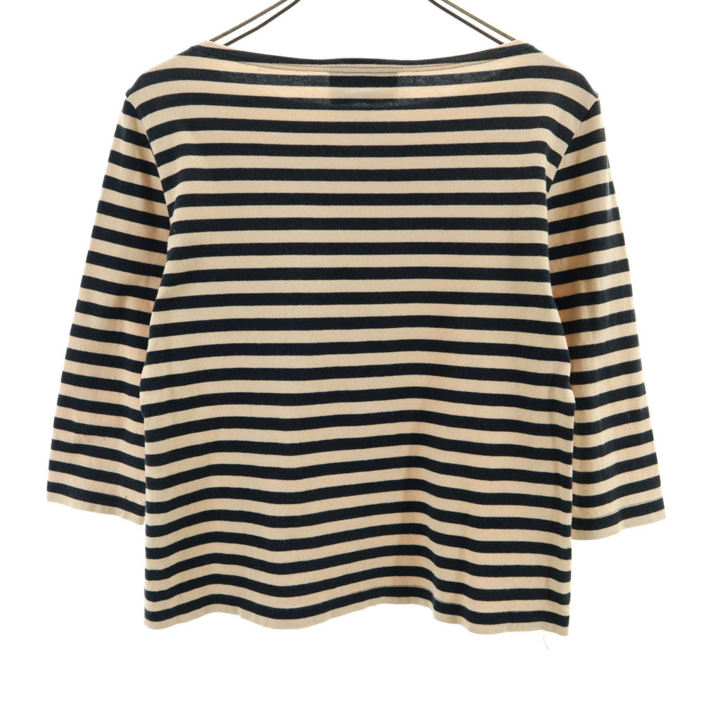 marimekko マリメッコ ボーダー柄 7分袖 ボートネック Tシャツ XS ベージュ系 レディース