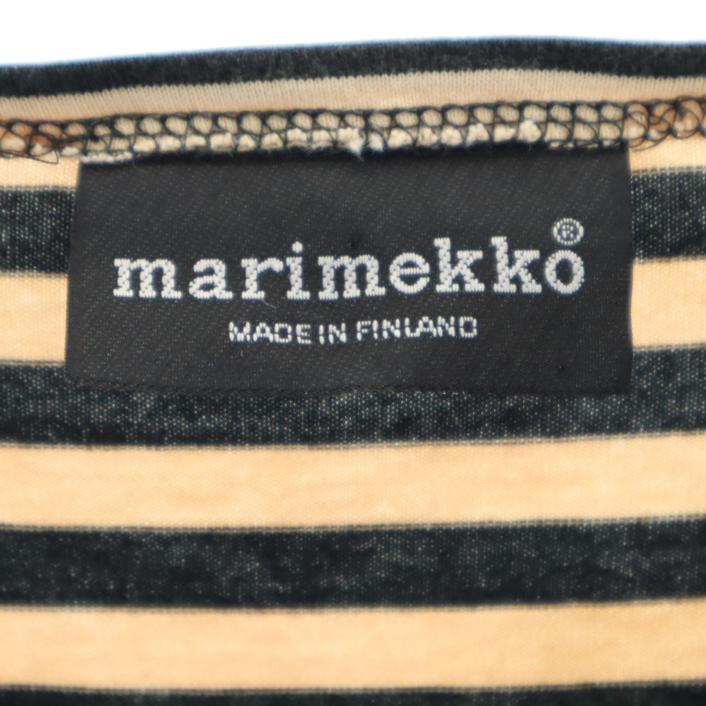 marimekko マリメッコ ボーダー柄 7分袖 ボートネック Tシャツ XS ベージュ系 レディース